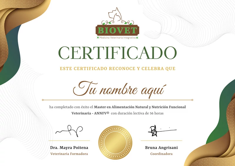 certificado master nutricion veterinaria natural